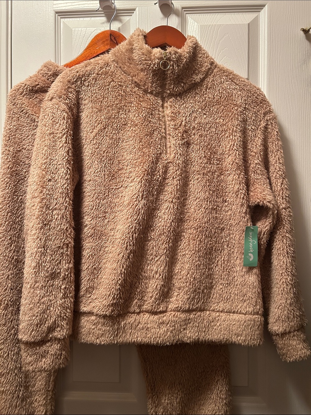 Honeydew Comfy Cozy Sherpa Lounge Set Color-Sepia Size-Small 2 Piece Set